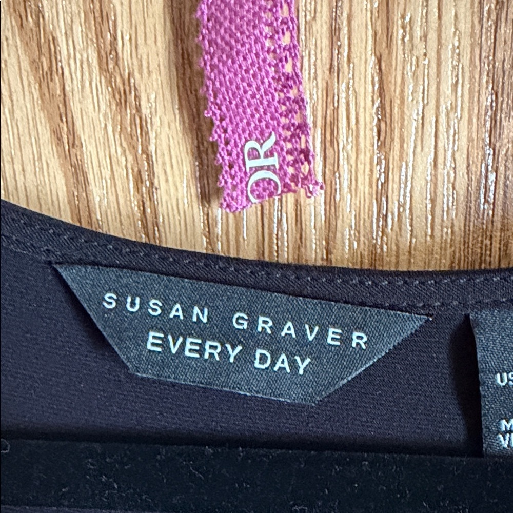 Susan Graver Black Ruffle Sleeve Blouse - Picture 4 of 5